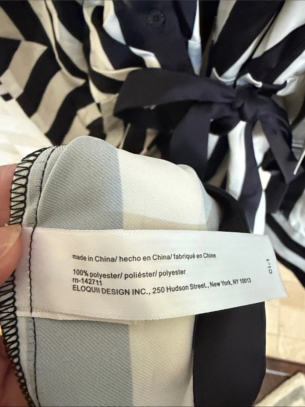 Eloquii Black & off White Diagonal Stripe Wrap Shirt Dress Sz 18 - Picture 8 of 10
